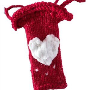 Men Handknit Red White Heart Knit WillyWarmer Novelty Fun Gift Valentines